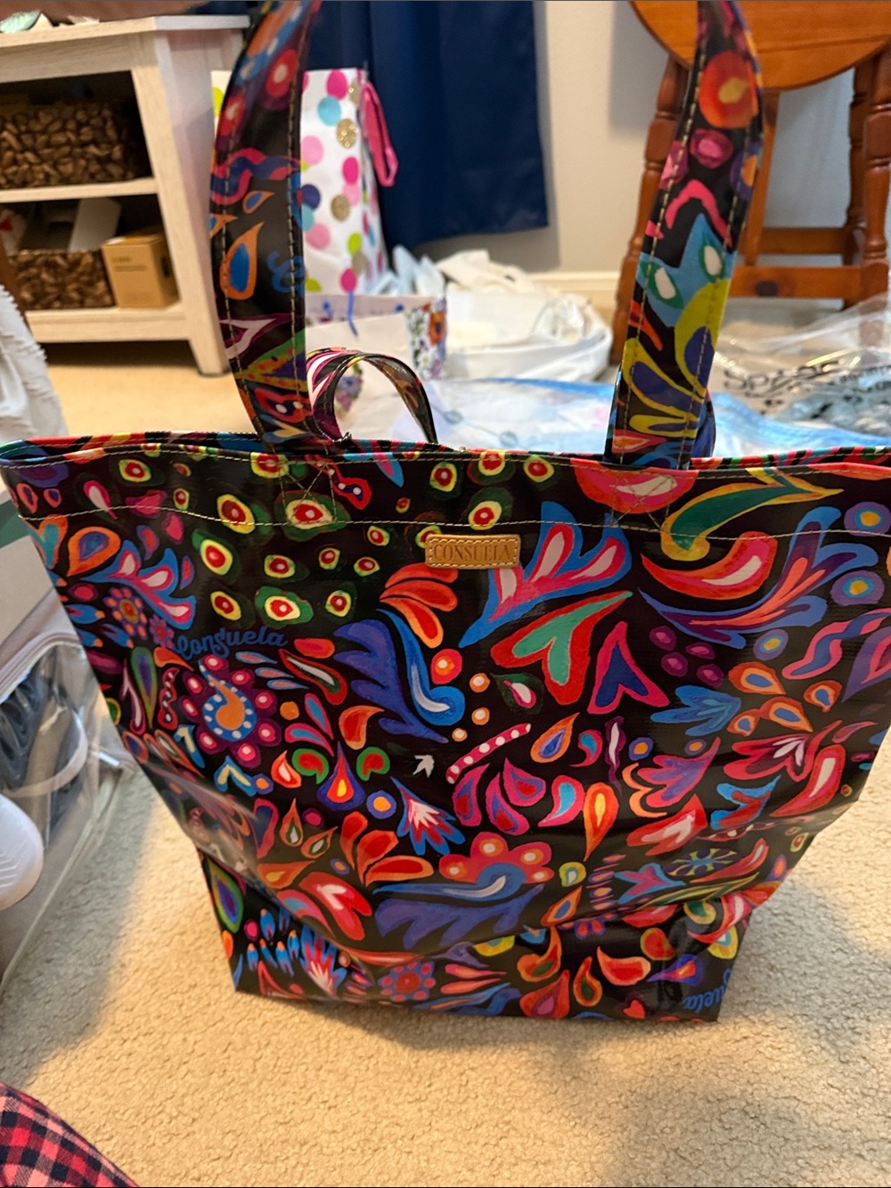 Consuela Black Multicolor Paisley Floral Tote - Picture 6 of 6